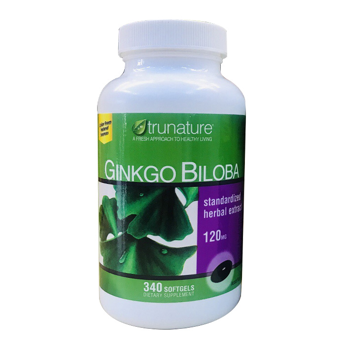 Viên uống Ginkgo Biloba 120mg With Vinpocetine Trunature Mỹ 340 viên - Bổ Não, Trị tiền đình, tăng trí nhớ